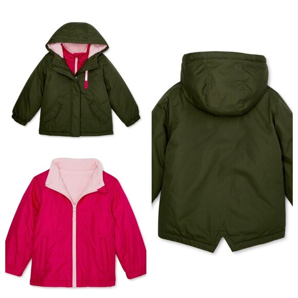 NWT Wonder Nation Toddler Girls 4-in-1 Pink Winter Jacket – Zip Coat, Size 2T - Picture 1 of 5